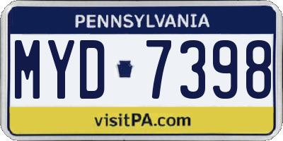 PA license plate MYD7398