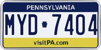 PA license plate MYD7404