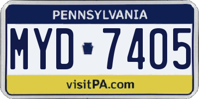 PA license plate MYD7405