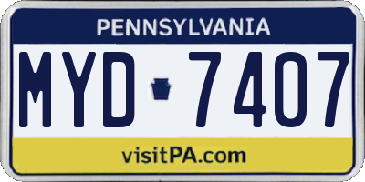 PA license plate MYD7407
