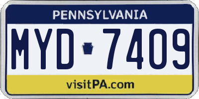 PA license plate MYD7409