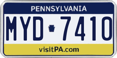 PA license plate MYD7410