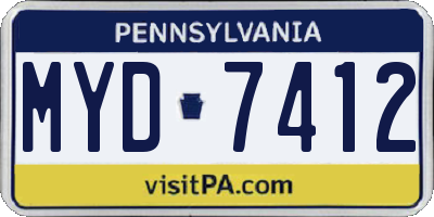 PA license plate MYD7412