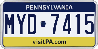 PA license plate MYD7415