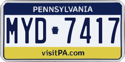 PA license plate MYD7417