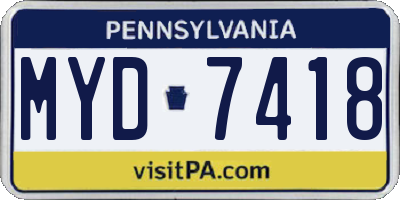 PA license plate MYD7418