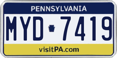 PA license plate MYD7419