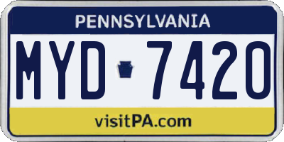 PA license plate MYD7420