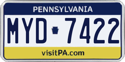PA license plate MYD7422