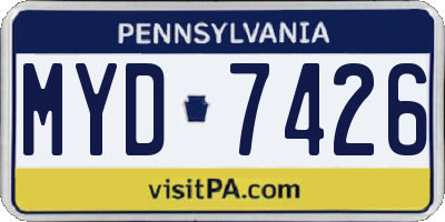 PA license plate MYD7426