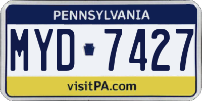 PA license plate MYD7427
