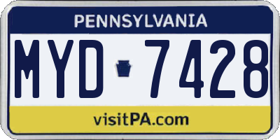PA license plate MYD7428