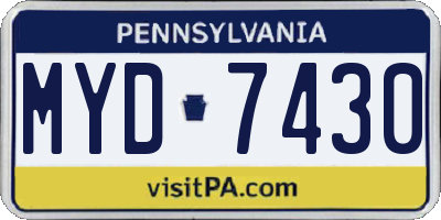PA license plate MYD7430
