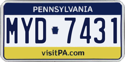 PA license plate MYD7431