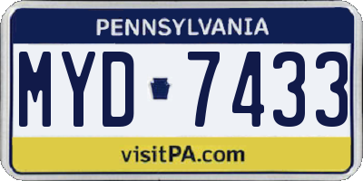 PA license plate MYD7433