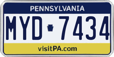 PA license plate MYD7434