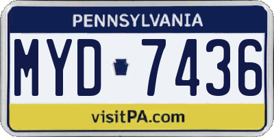 PA license plate MYD7436