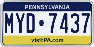 PA license plate MYD7437