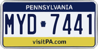 PA license plate MYD7441
