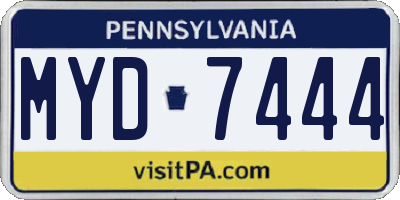 PA license plate MYD7444