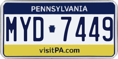 PA license plate MYD7449