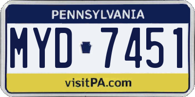 PA license plate MYD7451