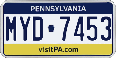 PA license plate MYD7453
