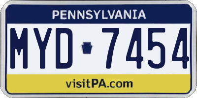 PA license plate MYD7454
