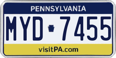 PA license plate MYD7455