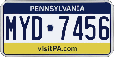 PA license plate MYD7456