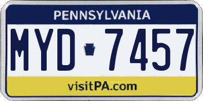 PA license plate MYD7457