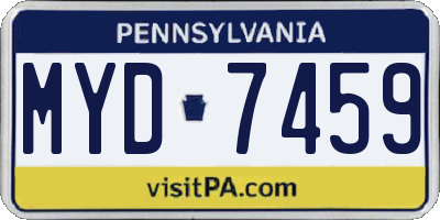 PA license plate MYD7459