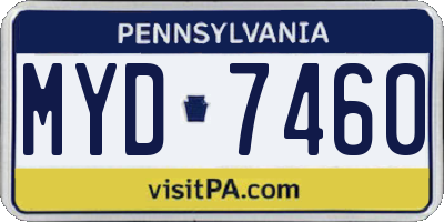 PA license plate MYD7460