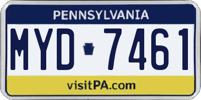 PA license plate MYD7461