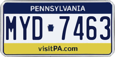 PA license plate MYD7463