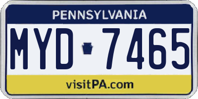 PA license plate MYD7465