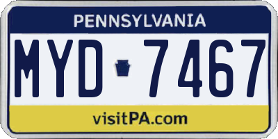 PA license plate MYD7467