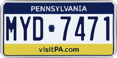PA license plate MYD7471