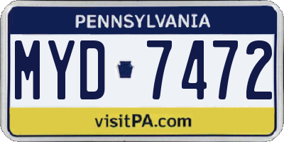 PA license plate MYD7472