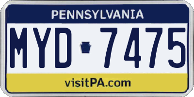 PA license plate MYD7475