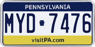 PA license plate MYD7476