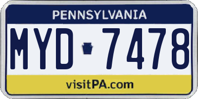 PA license plate MYD7478