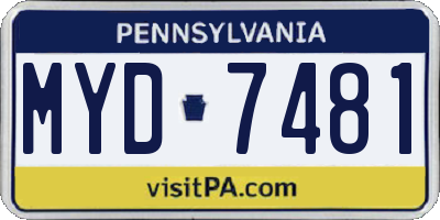 PA license plate MYD7481