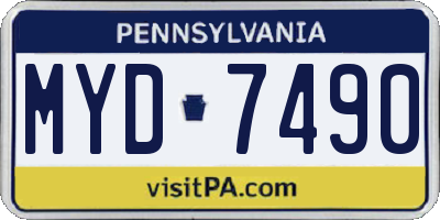 PA license plate MYD7490