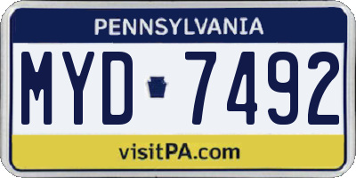 PA license plate MYD7492