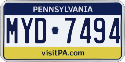 PA license plate MYD7494