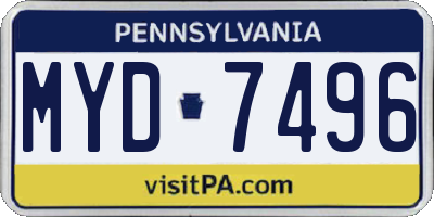 PA license plate MYD7496