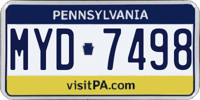 PA license plate MYD7498