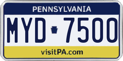 PA license plate MYD7500