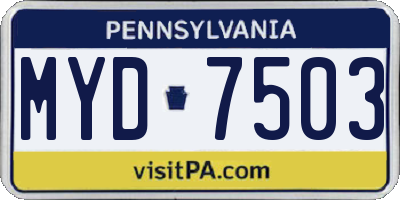 PA license plate MYD7503